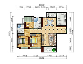 现代简约三室两厅全屋定制效果图|方案
